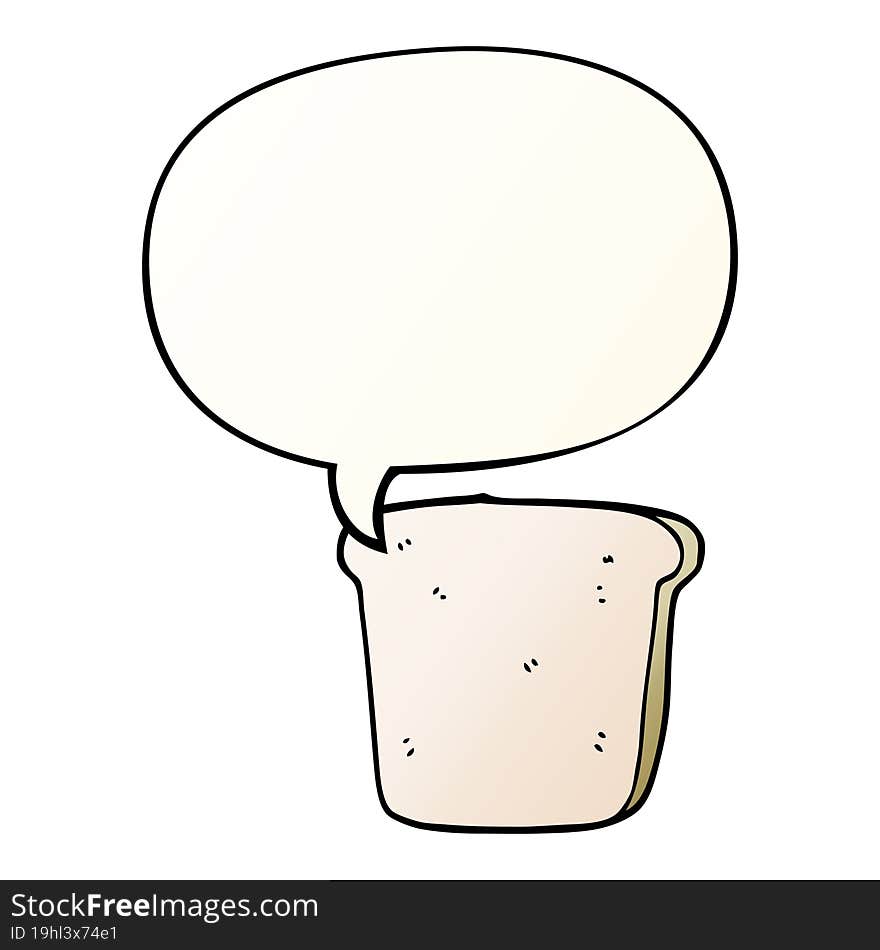 Cartoon Slice Of Bread And Speech Bubble In Smooth Gradient Style