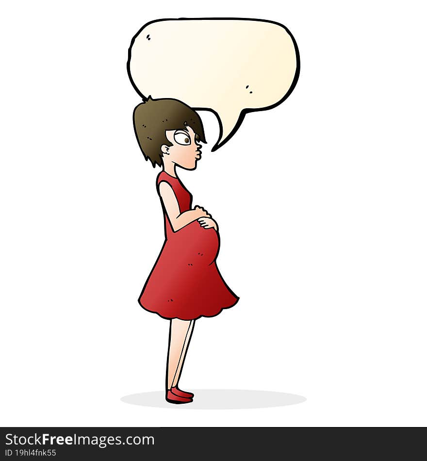 Cartoon Pregnant Woman With Speech Bubble