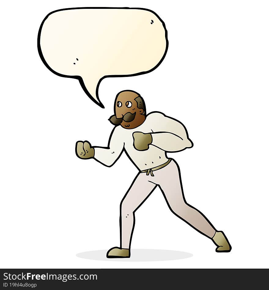 cartoon retro boxer man with speech bubble