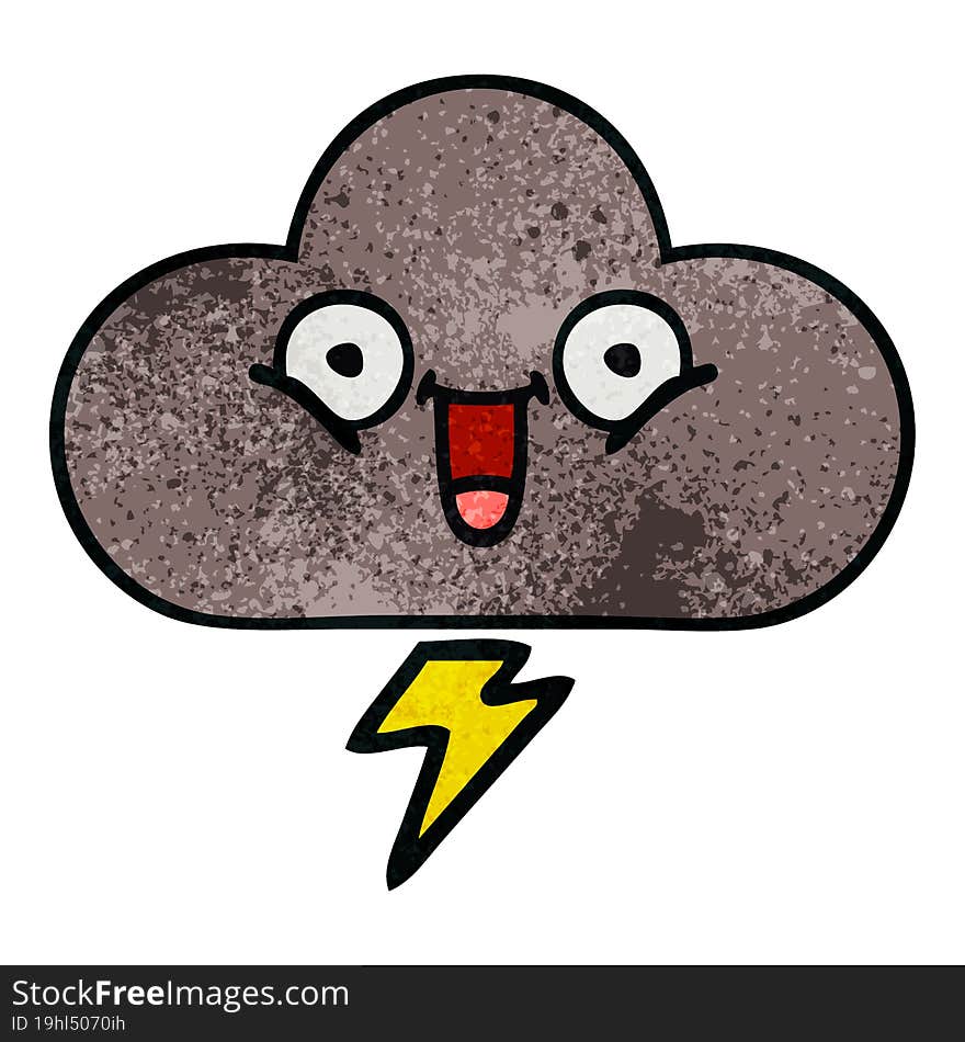 retro grunge texture cartoon of a storm cloud