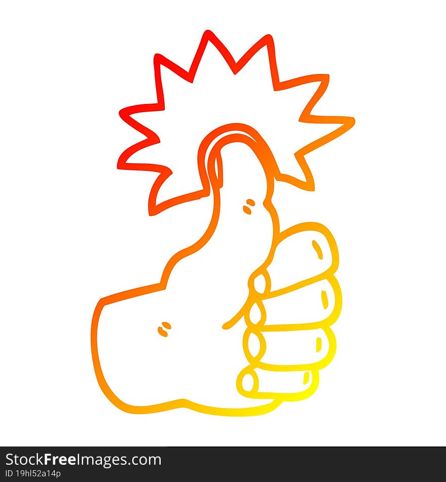 warm gradient line drawing of a cartoon thumbs up symbol