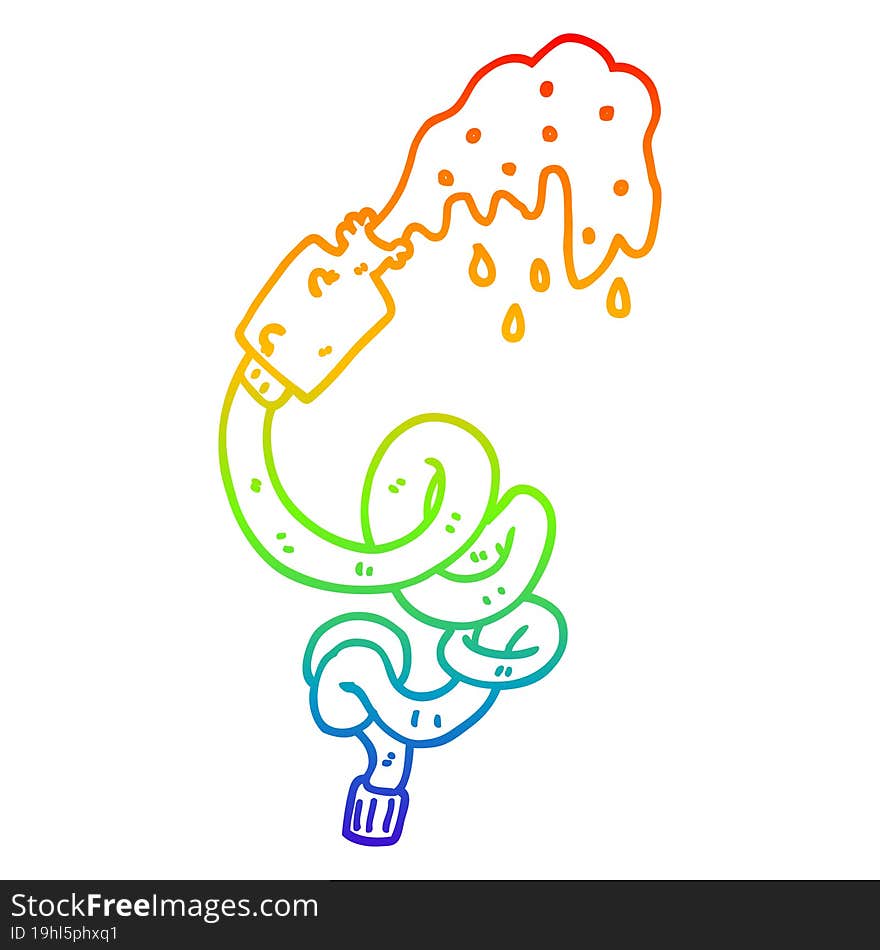 Rainbow Gradient Line Drawing Cartoon Hosepipe