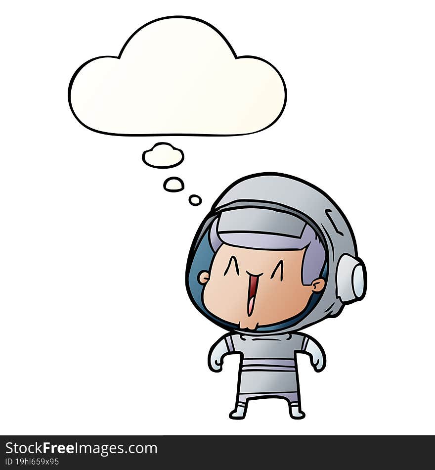 cartoon astronaut man and thought bubble in smooth gradient style