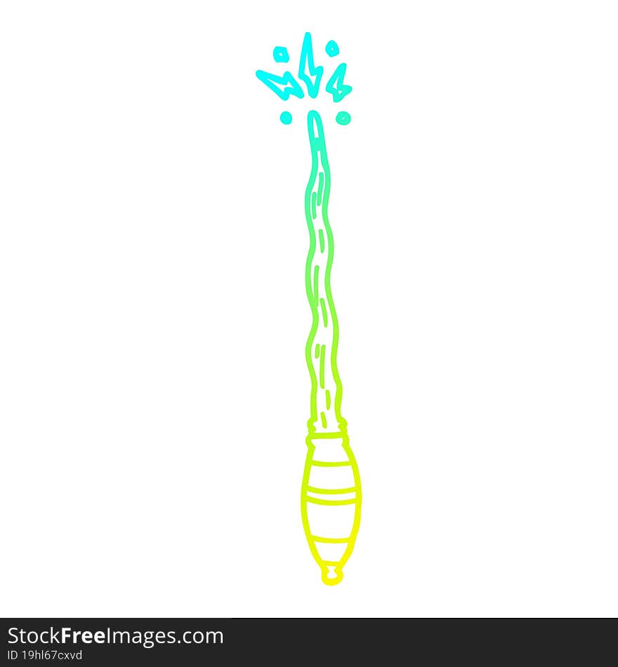 cold gradient line drawing of a cartoon magic wand