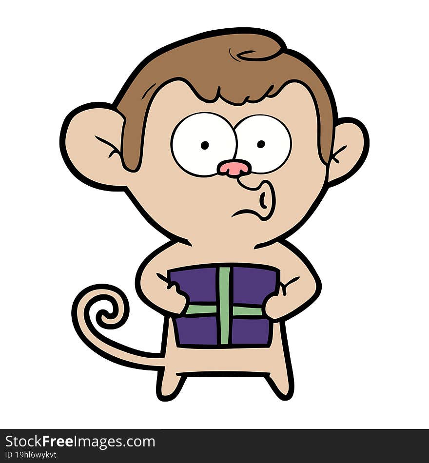 cartoon christmas monkey. cartoon christmas monkey