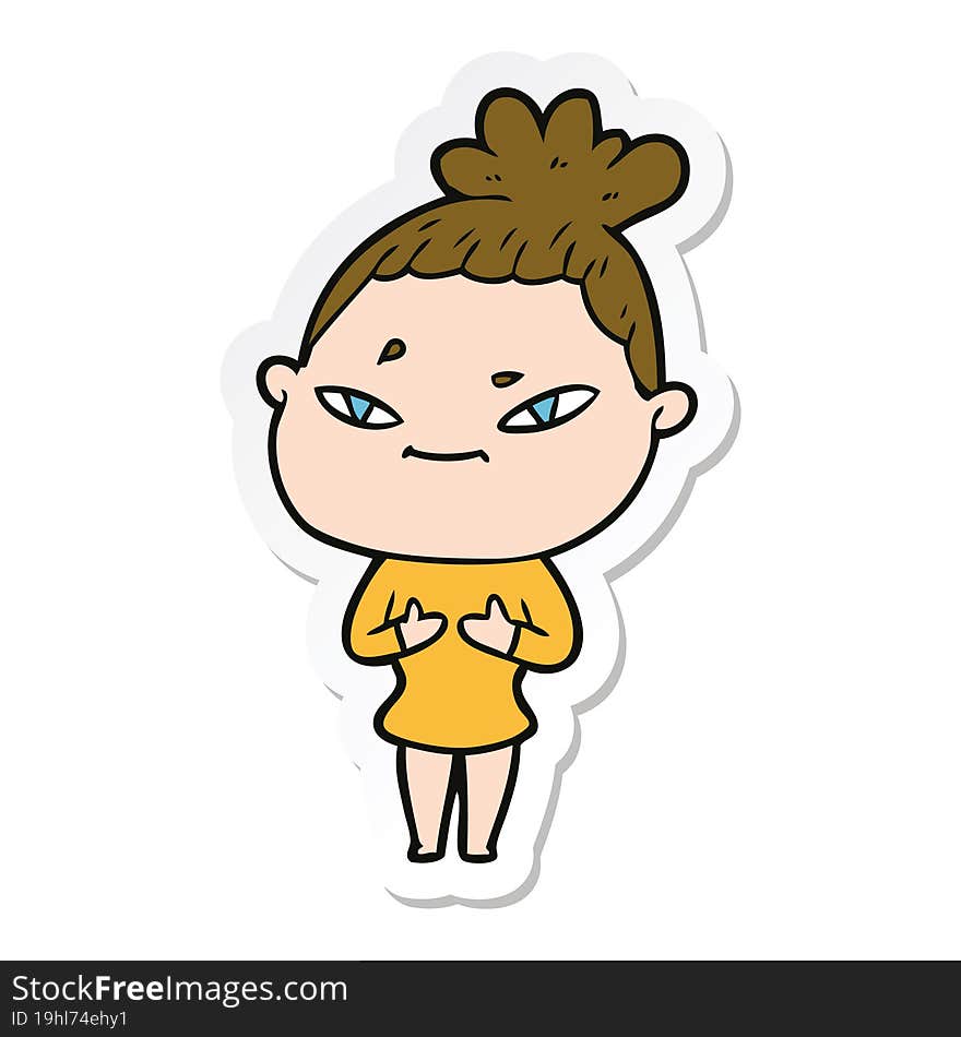 sticker of a cartoon woman