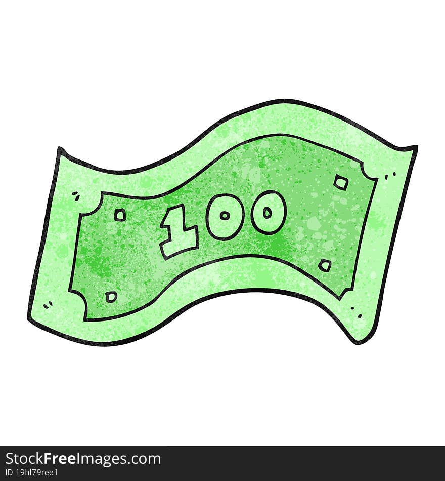 freehand textured cartoon 100 dollar bill