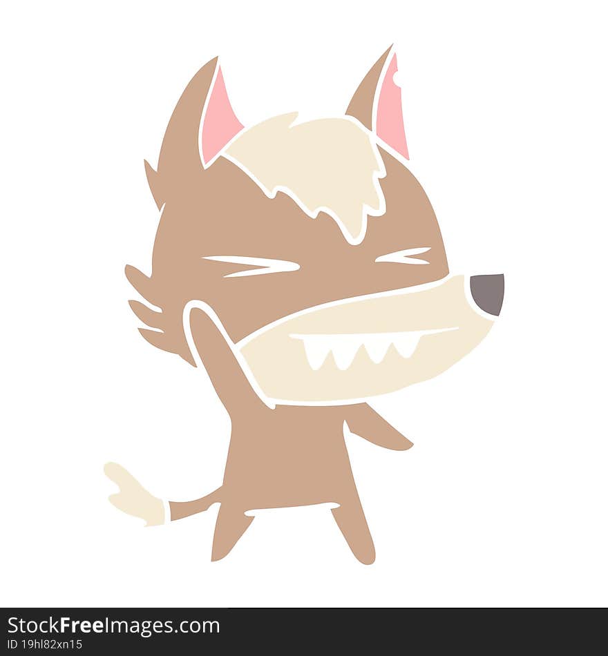 angry wolf flat color style cartoon