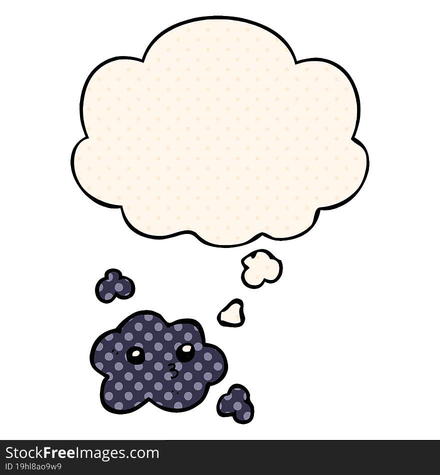 Cute Cartoon Cloud And Thought Bubble In Comic Book Style