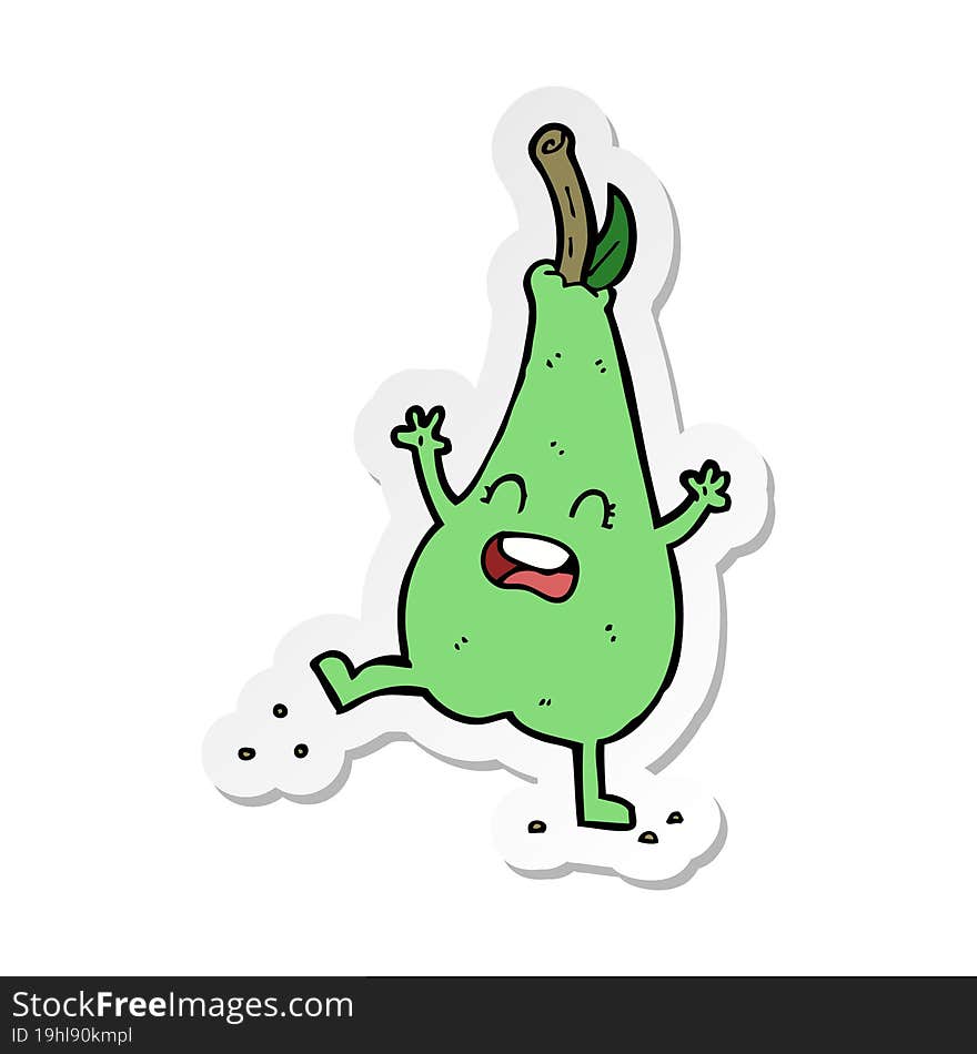 sticker of a cartoon happy dancing pear