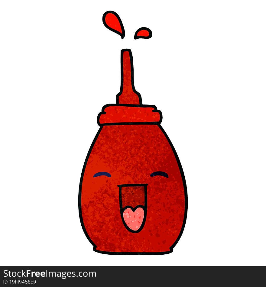 hand drawn quirky cartoon happy red sauce. hand drawn quirky cartoon happy red sauce