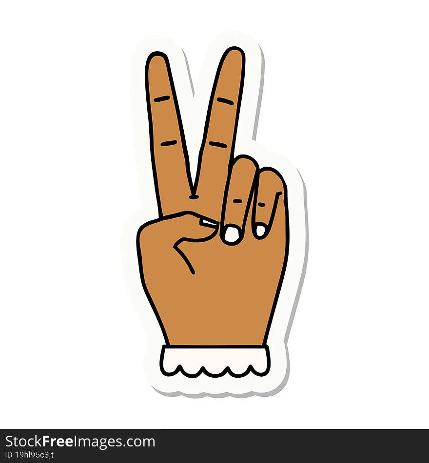 peace symbol two finger hand gesture sticker