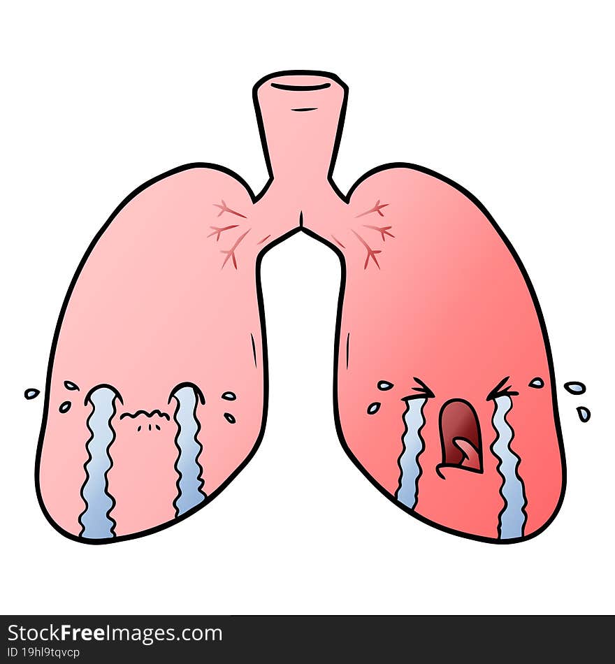 cartoon lungs crying. cartoon lungs crying