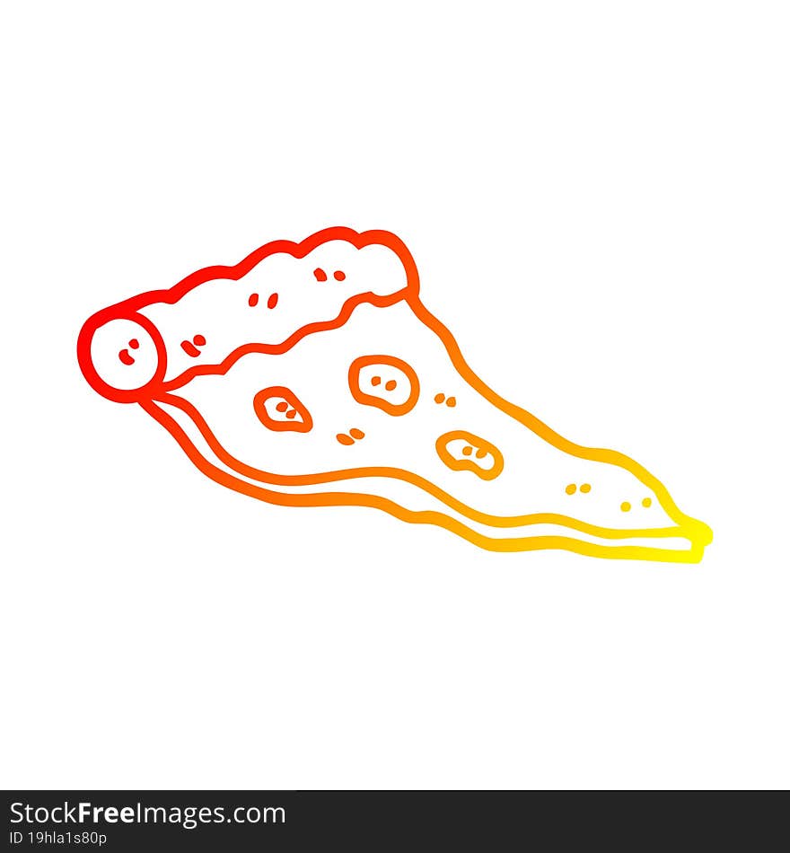 warm gradient line drawing cartoon pizza