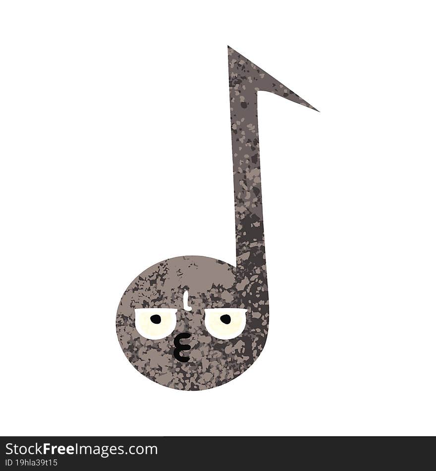 retro illustration style cartoon musical note