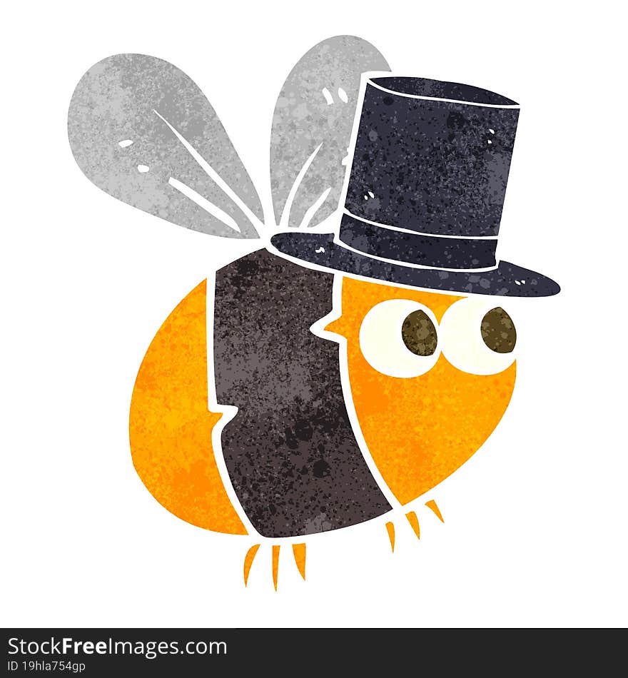 Retro Cartoon Bee In Top Hat