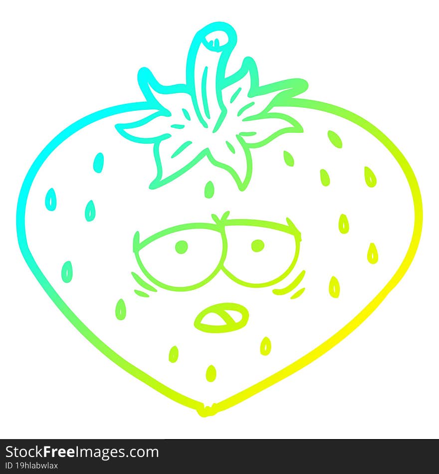 Cold Gradient Line Drawing Cartoon Strawberry