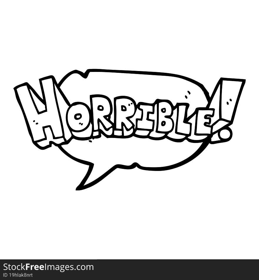 Speech Bubble Cartoon Word Horrible