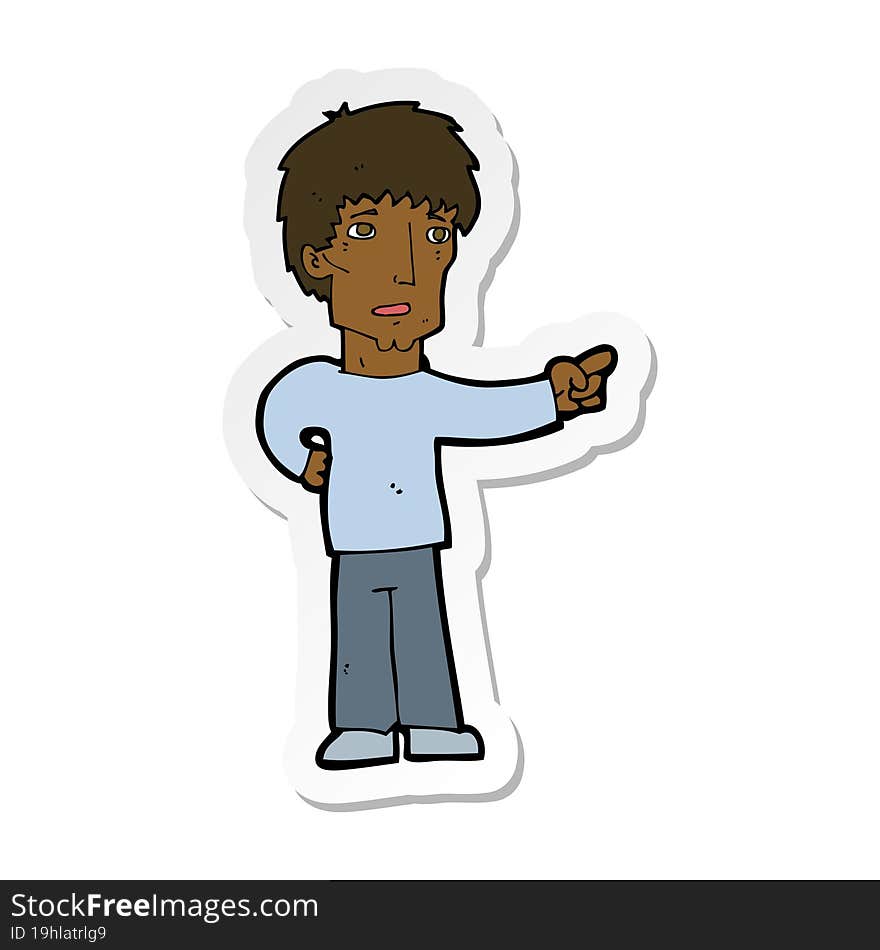 Sticker Of A Cartoon Pointing Man