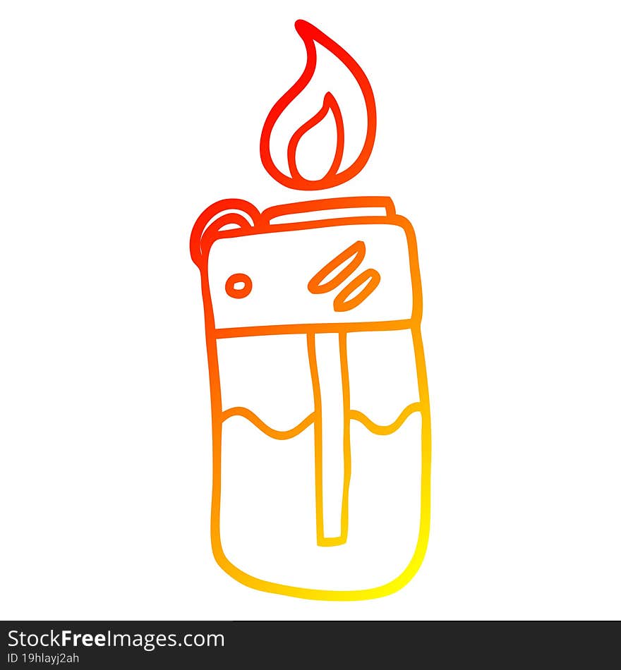 warm gradient line drawing of a cartoon cigarette lighter