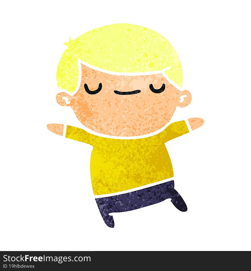 retro cartoon illustration of a kawaii cute boy. retro cartoon illustration of a kawaii cute boy