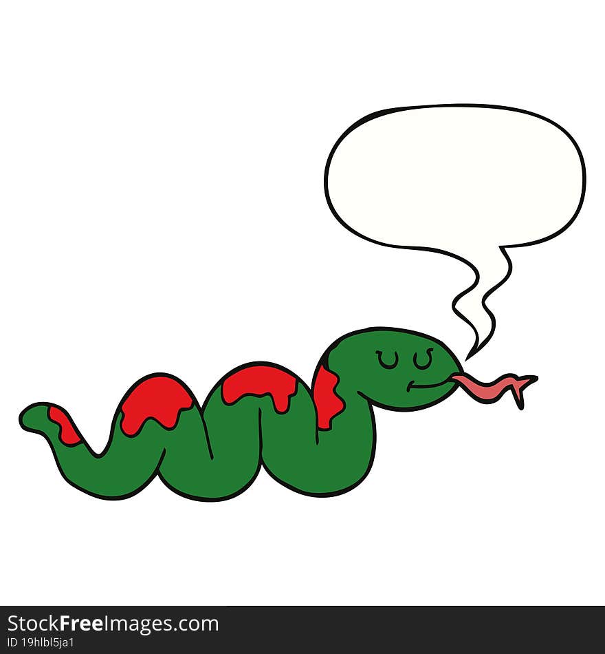 Cartoon Snake And Speech Bubble