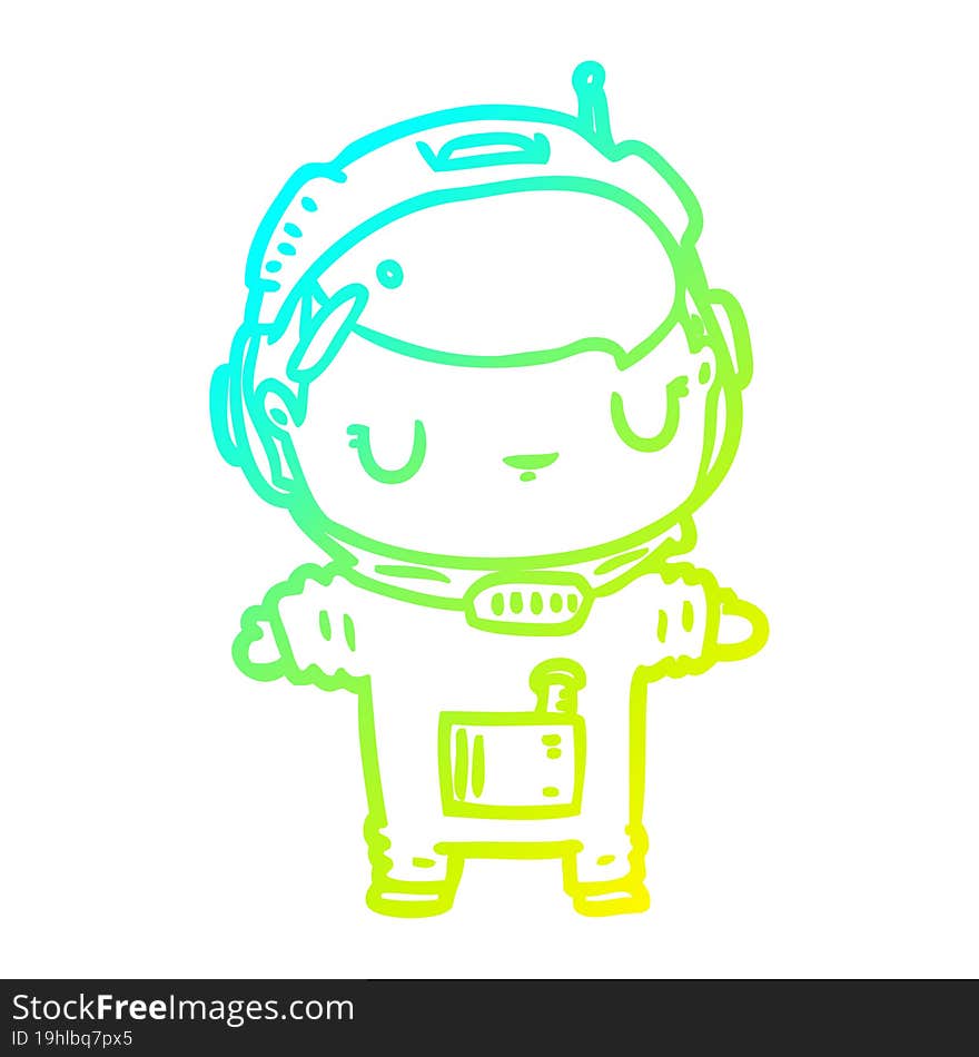 cold gradient line drawing cute astronaut