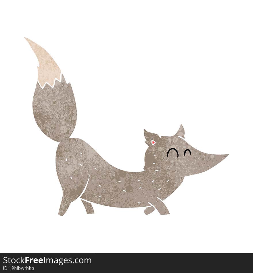 retro cartoon little wolf