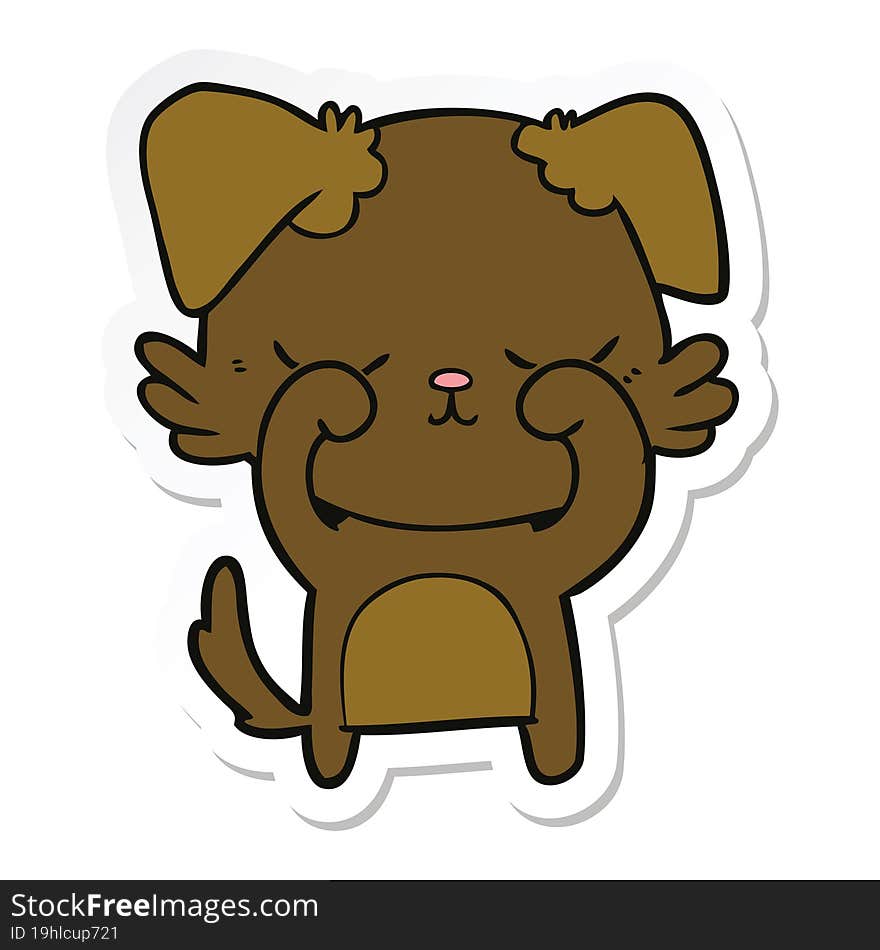 Sticker Of A Cute Cartoon Dog