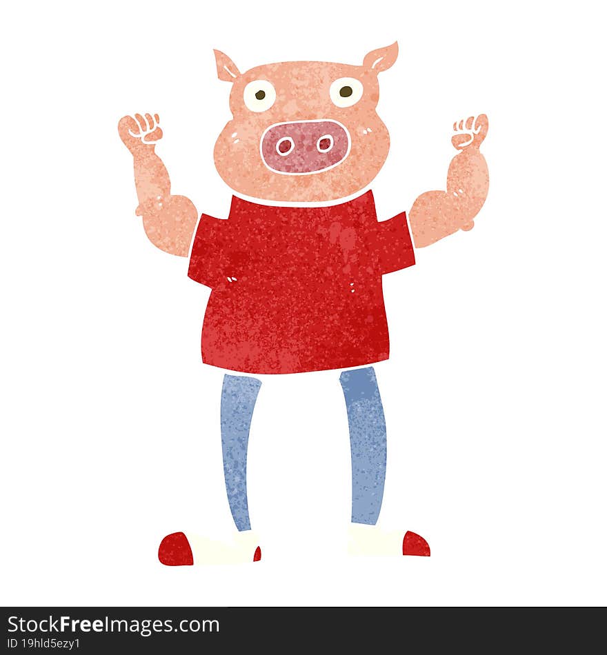 retro cartoon pig man