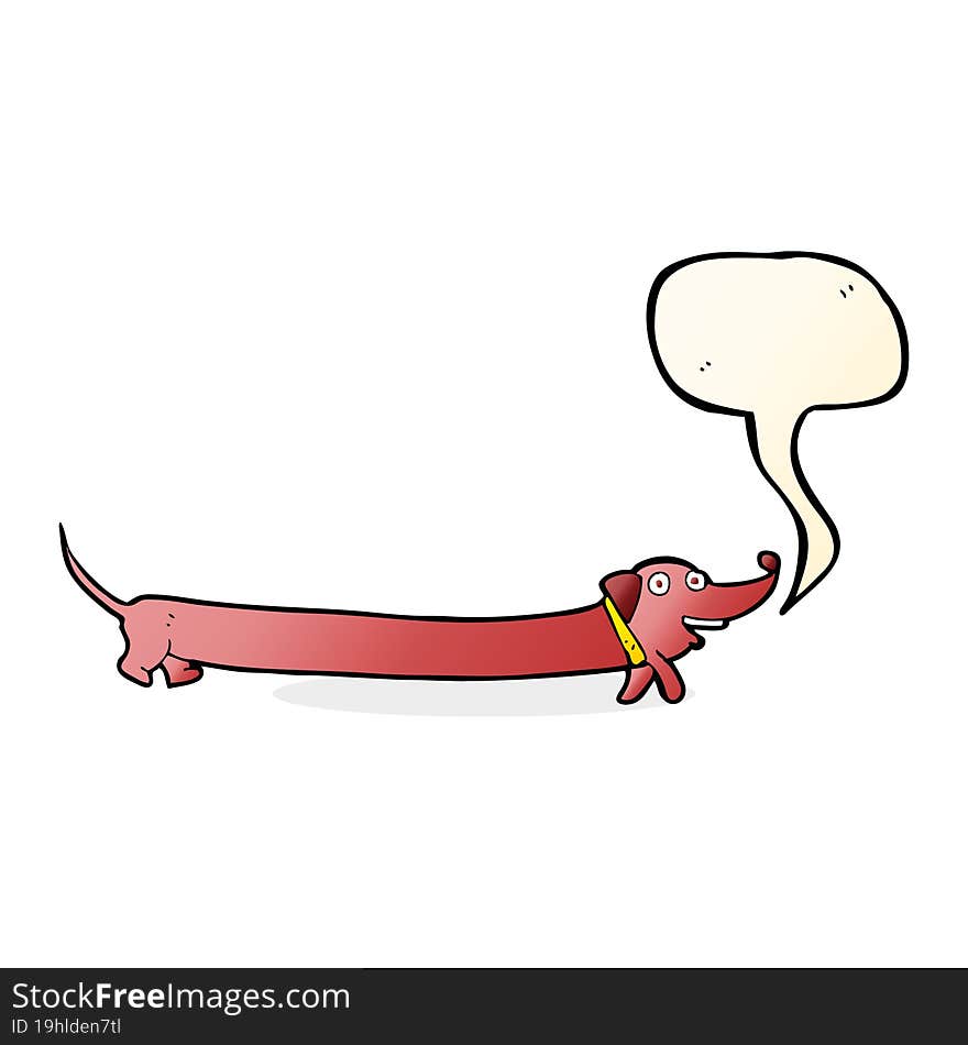 cartoon dachshund with speech bubble