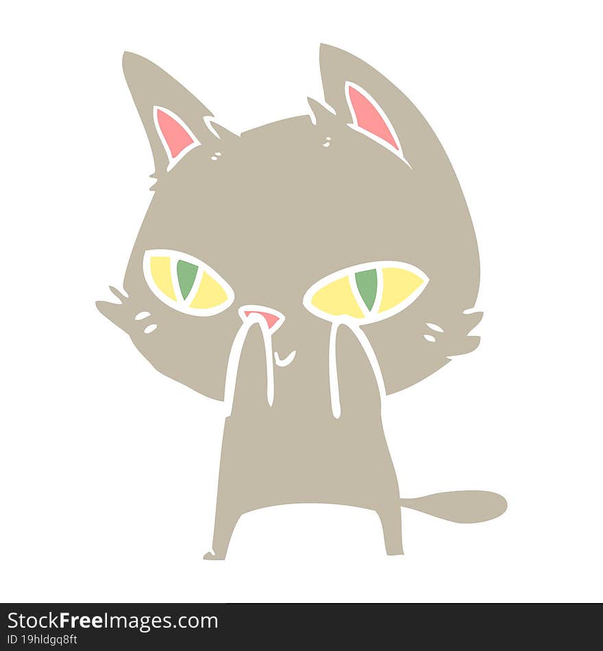 Flat Color Style Cartoon Cat Staring