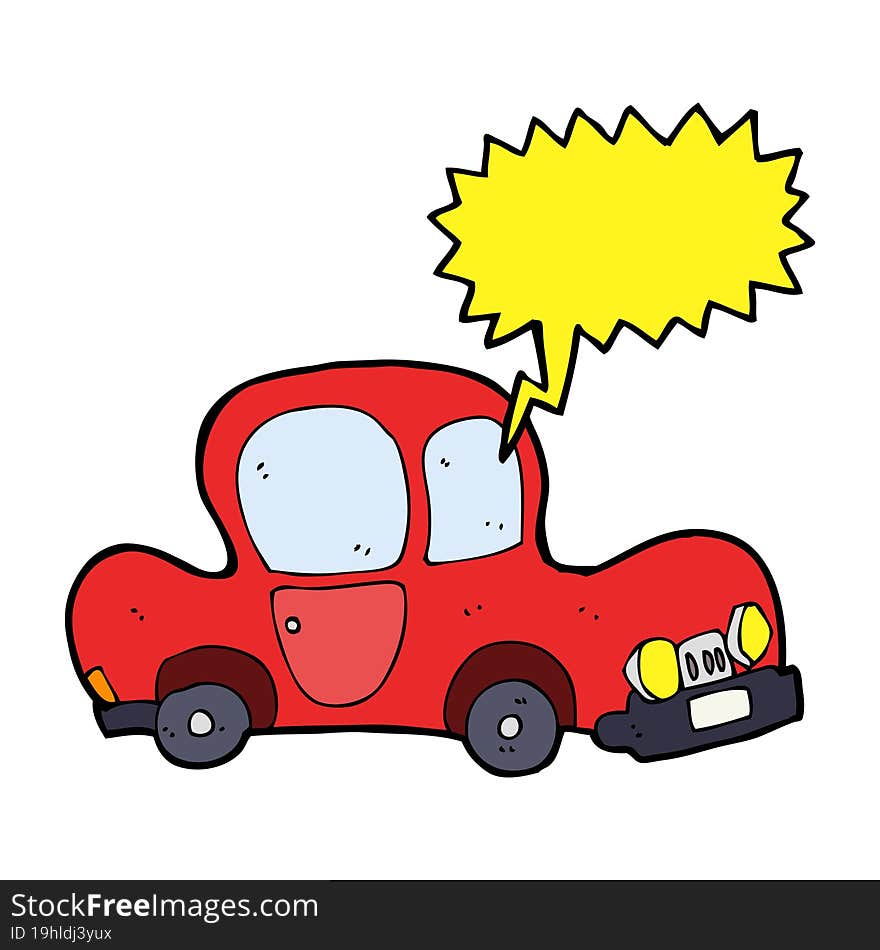 cartoon car with speech bubble