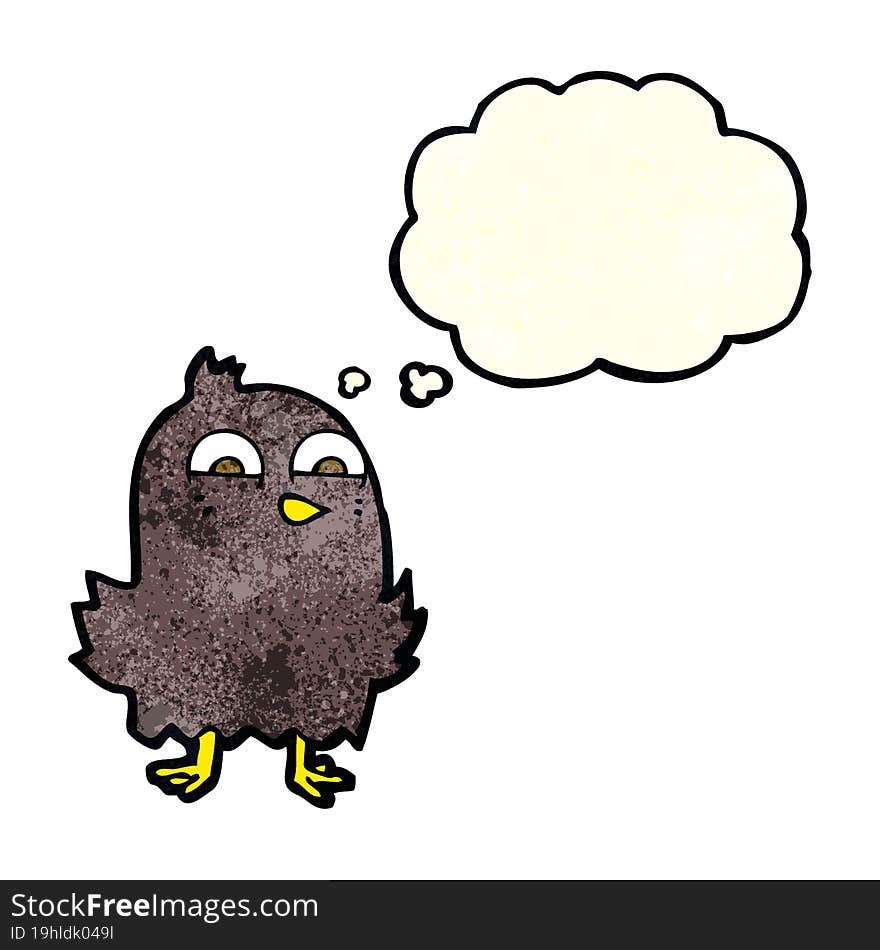 Funny Cartoon Bird With Thought Bubble