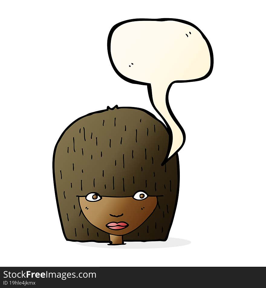 Cartoon Staring Woman With Speech Bubble