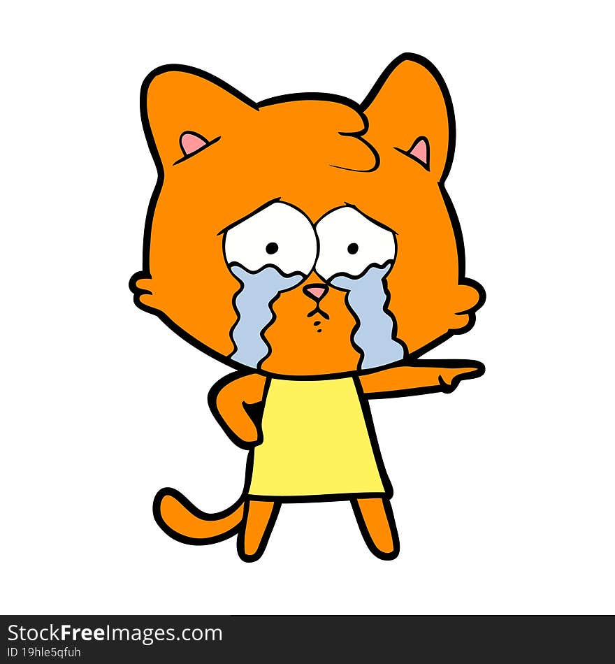 cartoon crying cat. cartoon crying cat