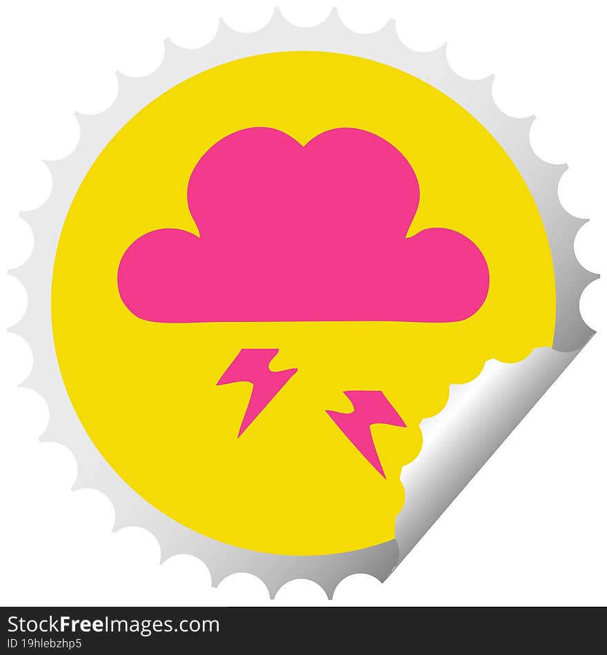 circular peeling sticker cartoon thunder cloud