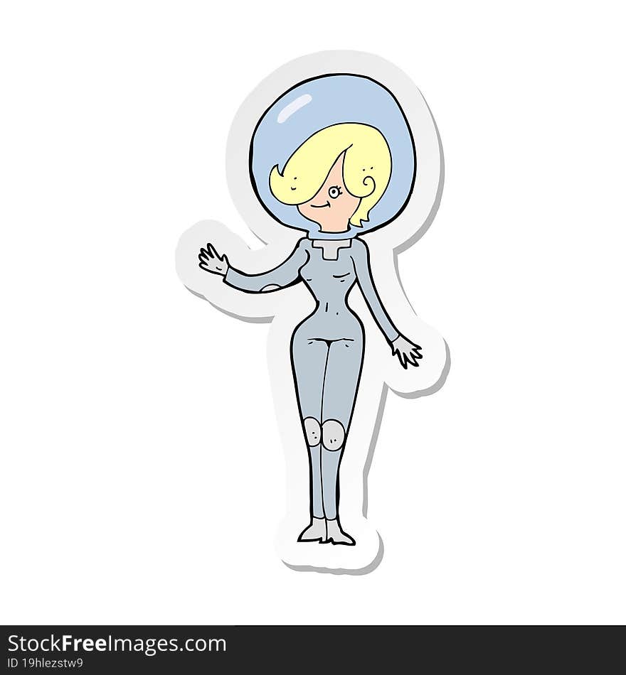 Sticker Of A Cartoon Space Woman