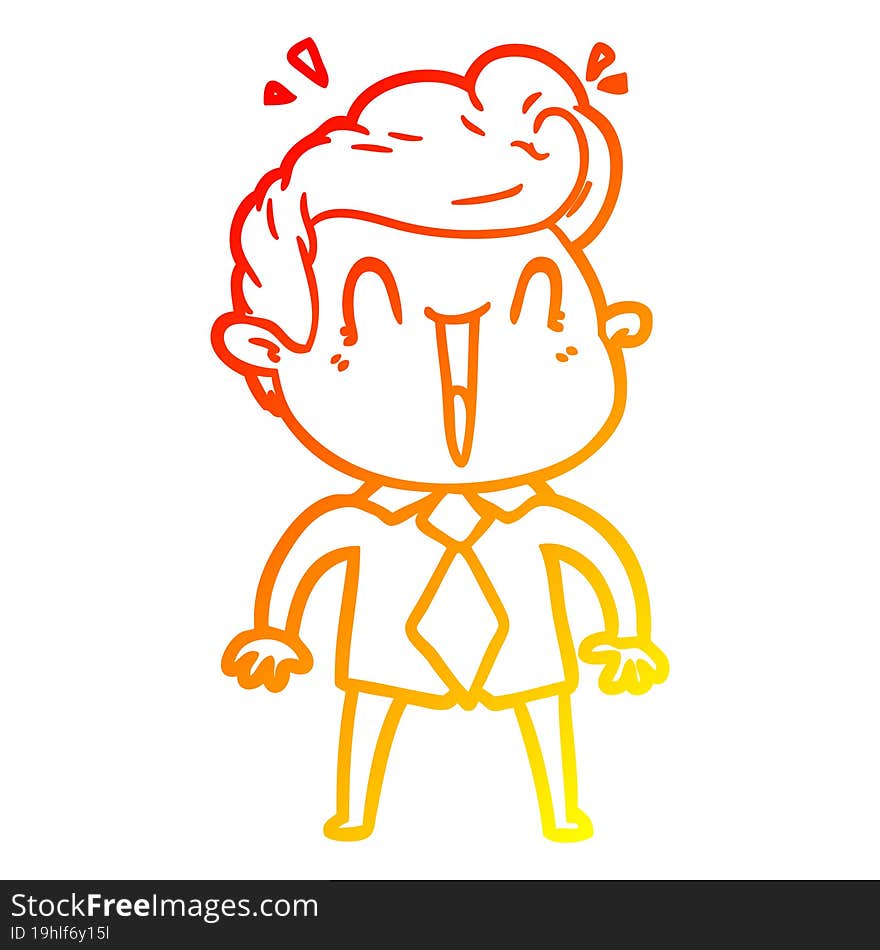 warm gradient line drawing of a cartoon excited man