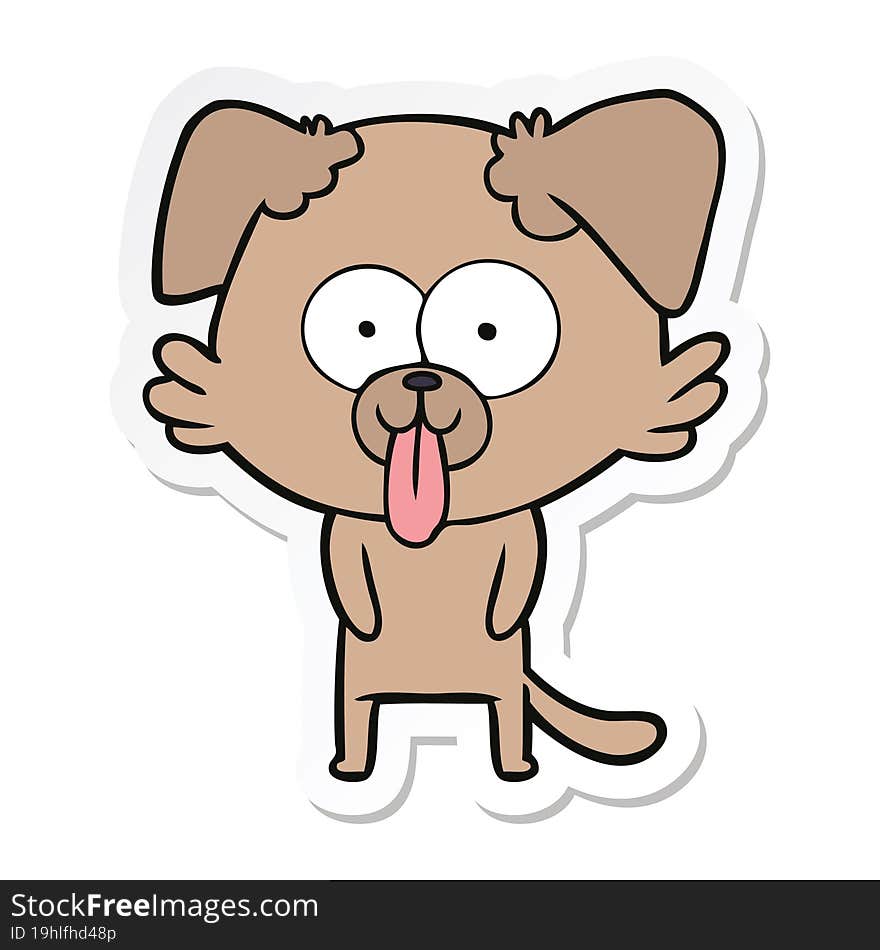 sticker of a cartoon dog with tongue sticking out