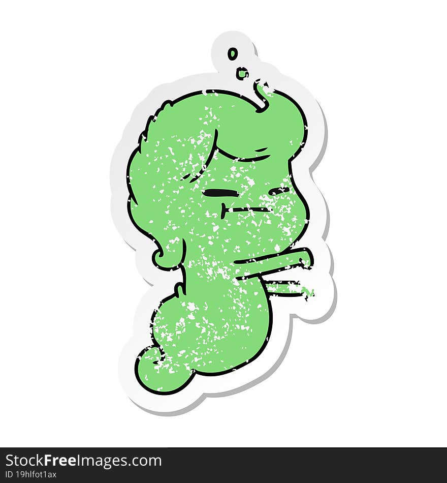 distressed sticker cartoon of kawaii scary ghost