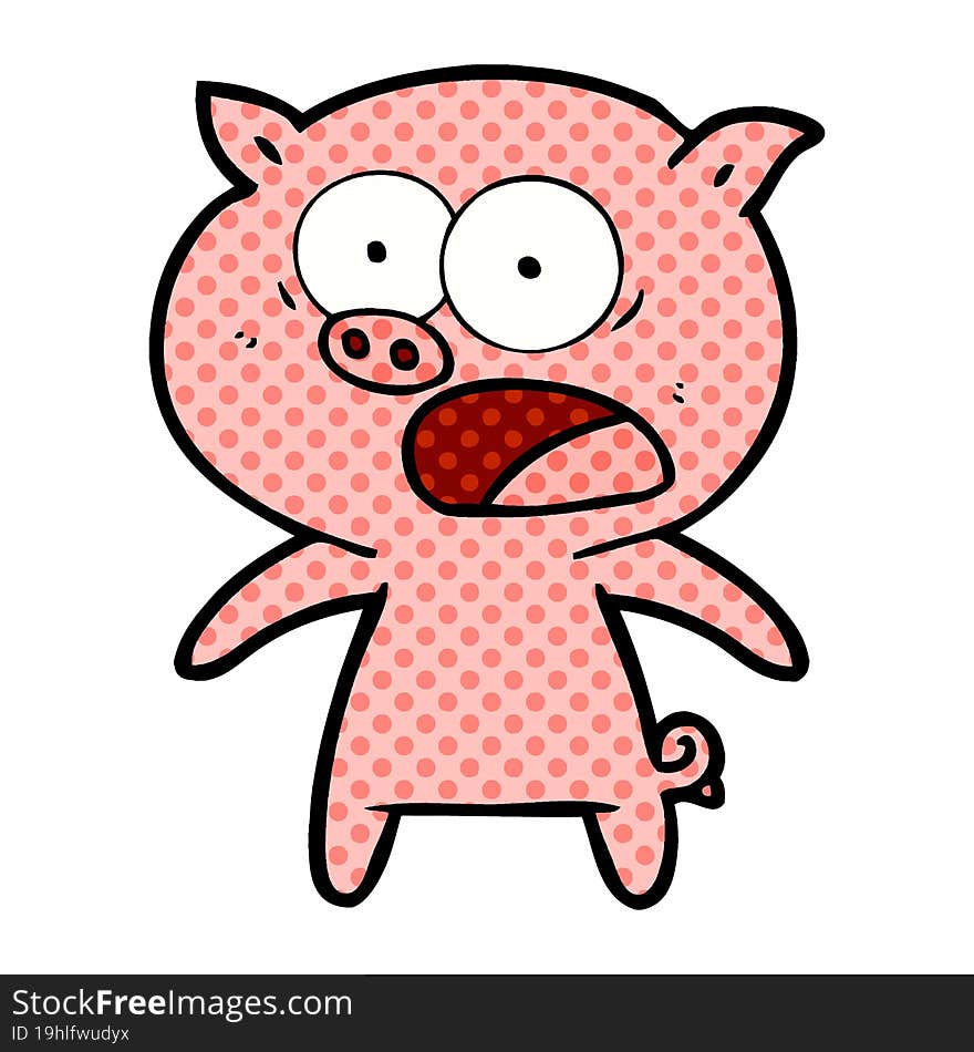 cartoon pig shouting. cartoon pig shouting