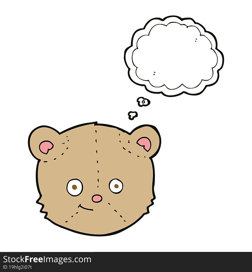 cartoon teddy bear head with thought bubble