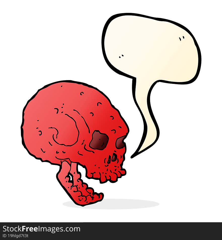 cartoon spooky skull with speech bubble