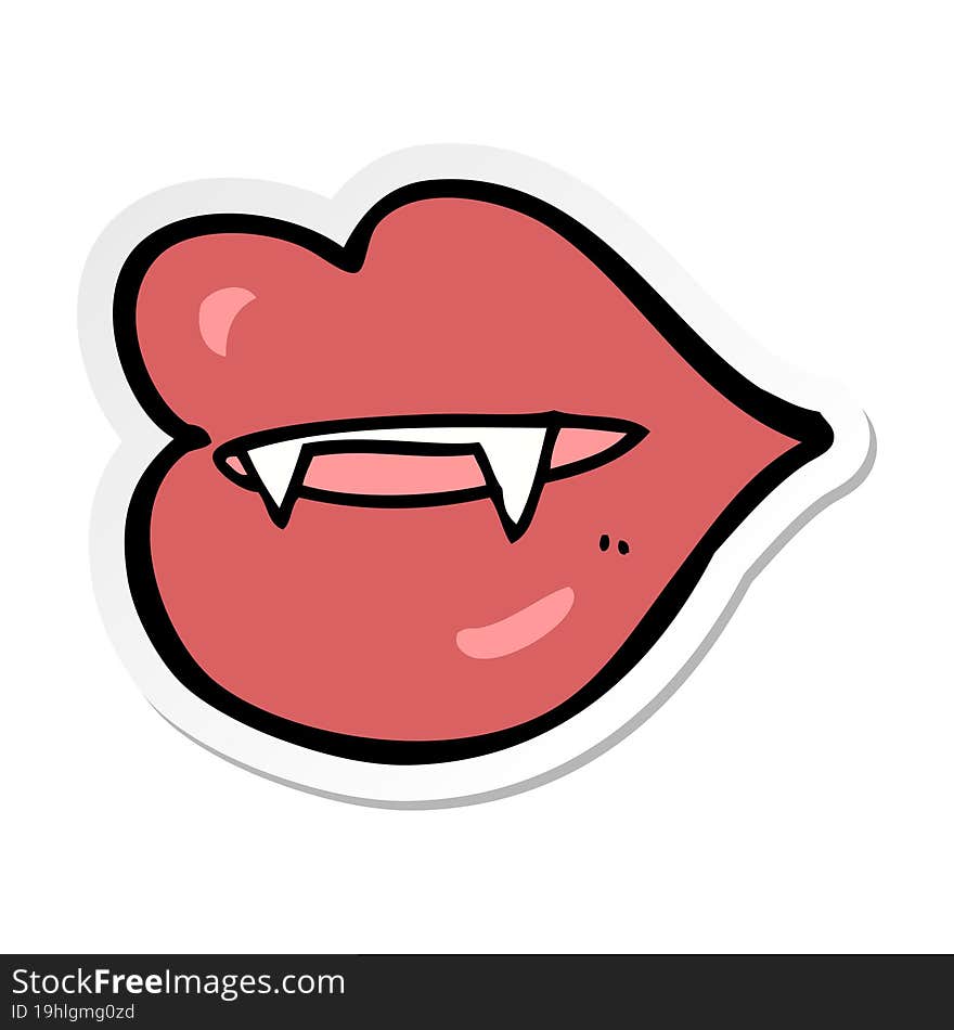 sticker of a cartoon vampire fangs