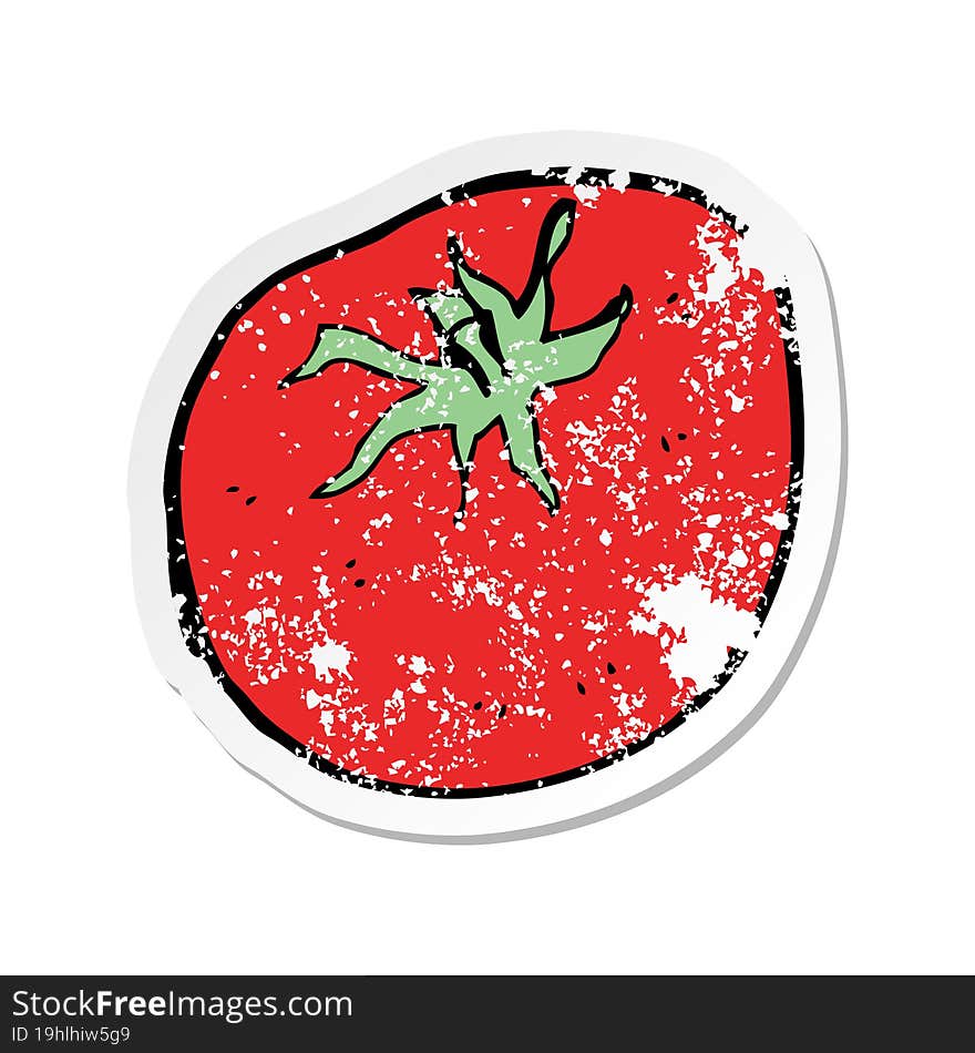 retro distressed sticker of a cartoon tomato