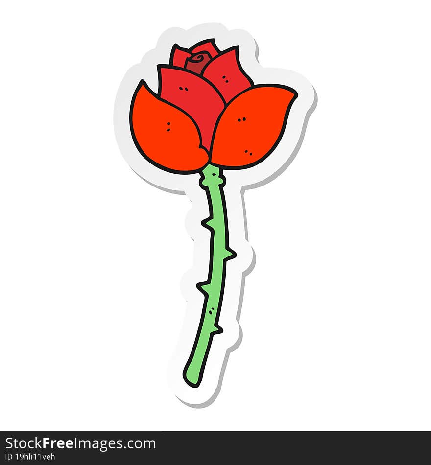 Sticker Of A Cartoon Rose