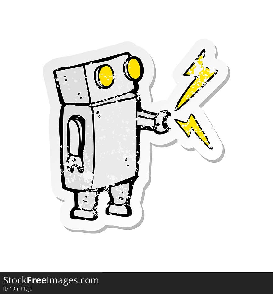 retro distressed sticker of a cartoon robot