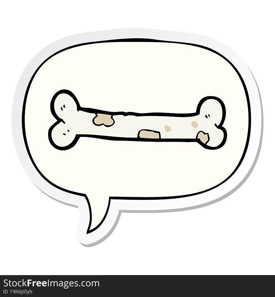 Cartoon Bone And Speech Bubble Sticker