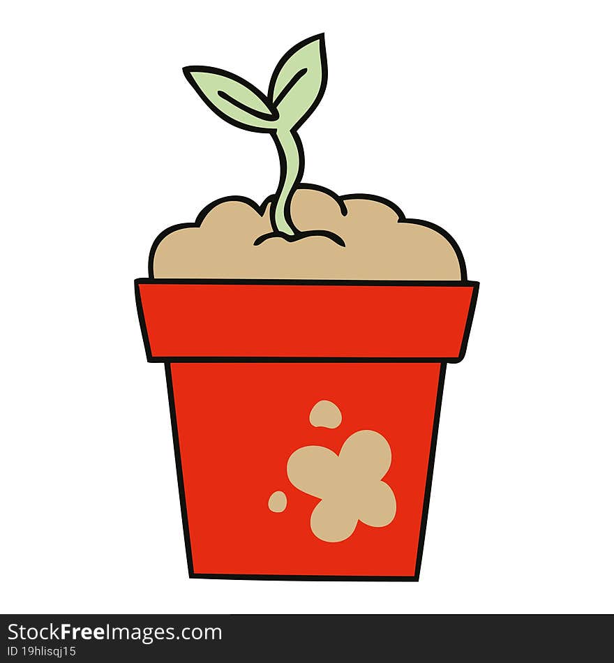 Quirky Hand Drawn Cartoon Seedling